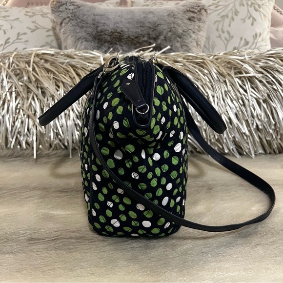 VERA BRADLEY Lucky Dots 2015 Trapeze Tote Navy Blue Green White Polka Dots Y2K - Picture 3 of 10
